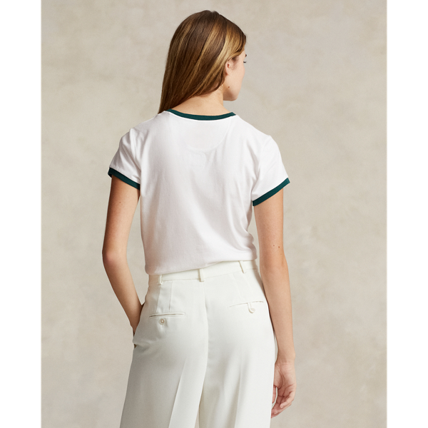 Ceramic White/Moss Agate Wimbledon Graphic Ringer Tee Polo Ralph Lauren 5