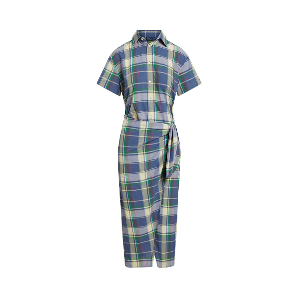 Plaid Self-Tie Cotton Shirtdress Polo Ralph Lauren 1