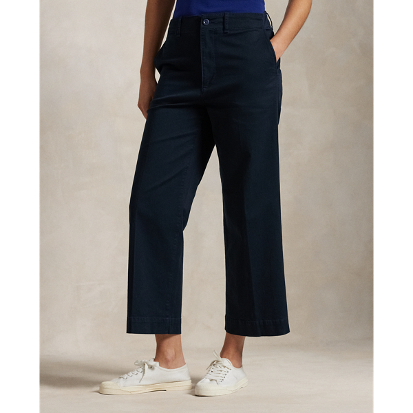 Aviator Navy Twill Wide-Leg Cropped Trouser Polo Ralph Lauren 4