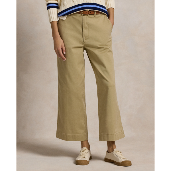 Khaki Twill Wide-Leg Cropped Trouser Polo Ralph Lauren 4