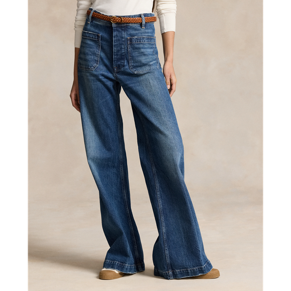 Stretch Cotton Wide-Leg Jean