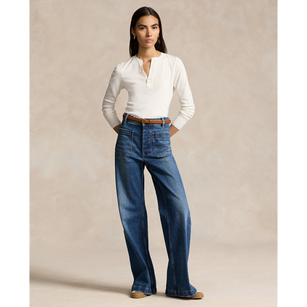 Stretch Cotton Wide-Leg Jean