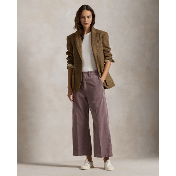 Corduroy Wide Leg Cropped Pant