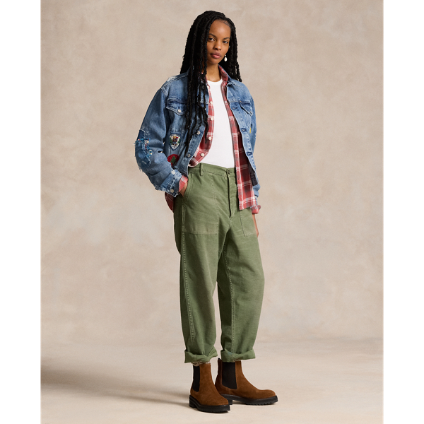 Embroidered Patch Denim Trucker Jacket for Women Ralph Lauren PT