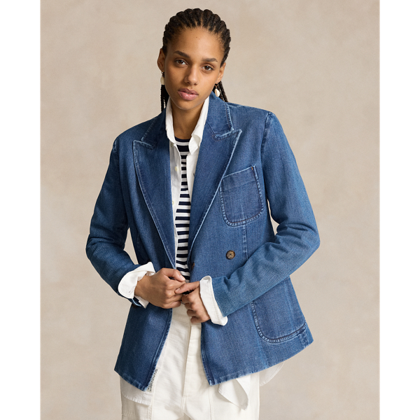 Ravi Wash Double-Breasted Denim Blazer Polo Ralph Lauren 1