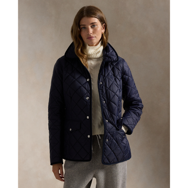 Ralph lauren blue quilted jacket on sale