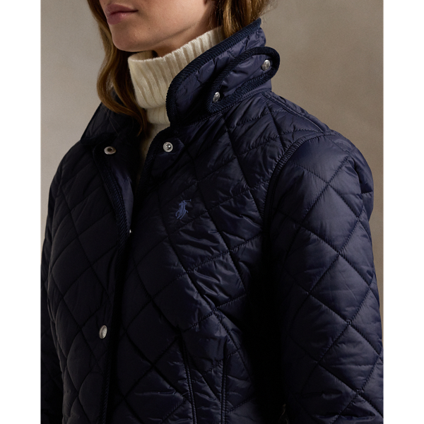 Ralph Lauren Navy Quilted Belt Jacket hotsell