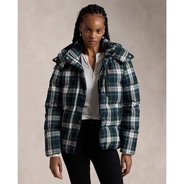 Plaid bubble coat on sale