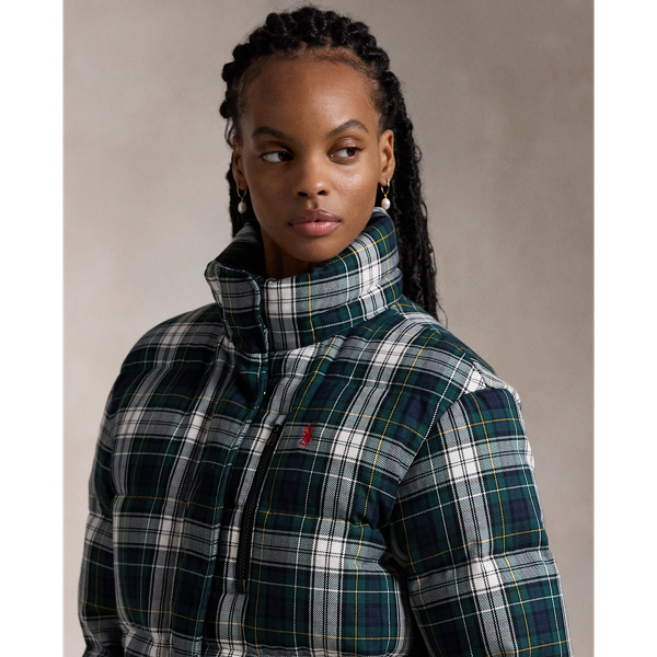 Ralph lauren plaid slim puffer jacket hotsell