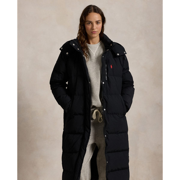 Long hooded down jacket ralph lauren on sale