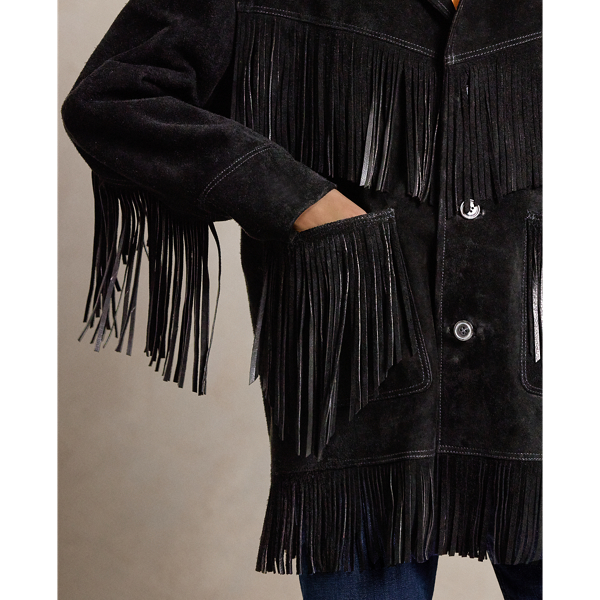 Black fringe coat online