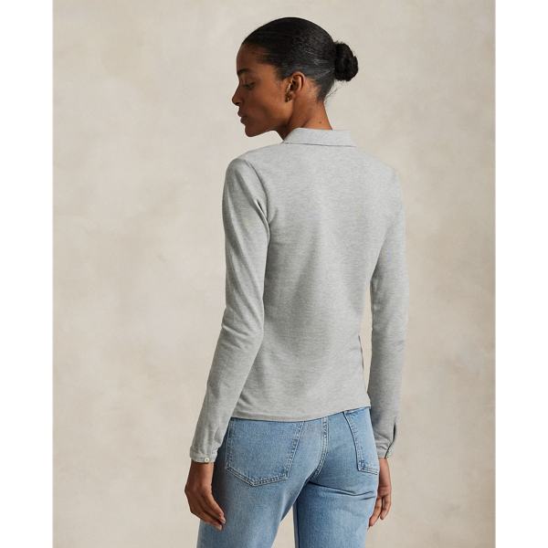 Buttoned-Placket Long-Sleeve Polo Shirt for Women | Ralph