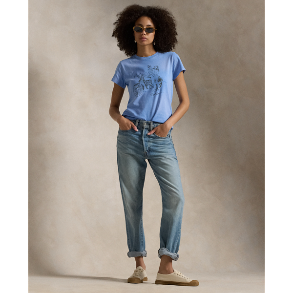 Shrunken-Fit Jersey-T-Shirt mit Grafik Polo Ralph Lauren in Herbstblau 4