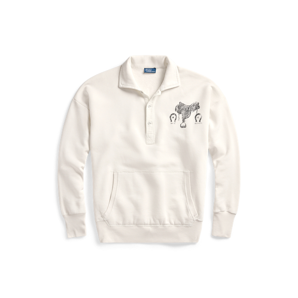 Camisola polar carcela curta c/ gr&aacute;fico Polo Ralph Lauren em 1