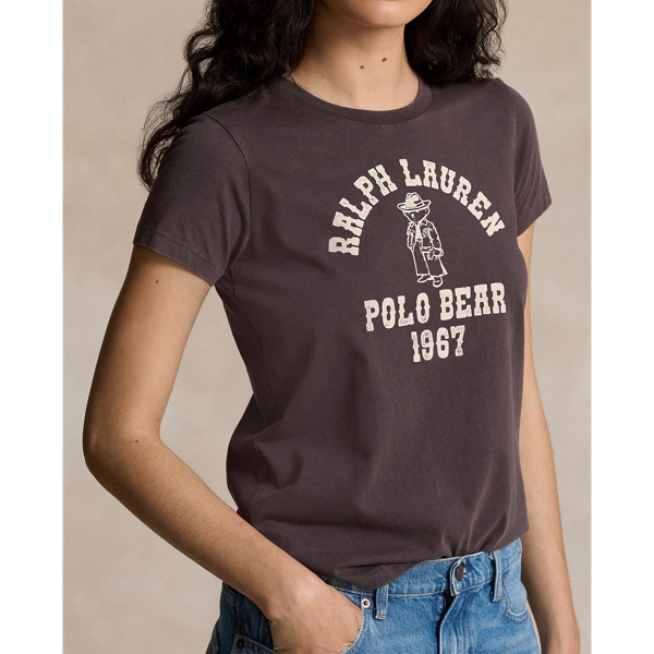 Polo Bear Logo Cotton Jersey T Shirt for Women Ralph Lauren UK