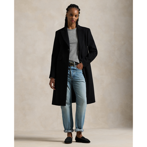 Black wool boyfriend coat online