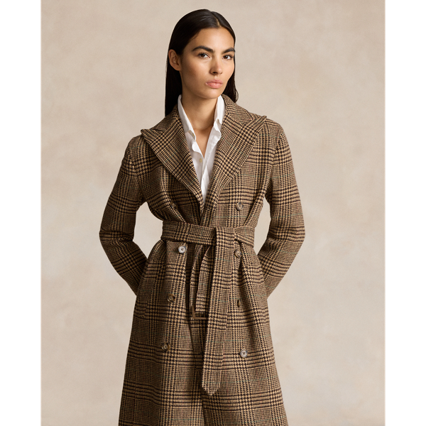 Plaid wool trench coat on sale