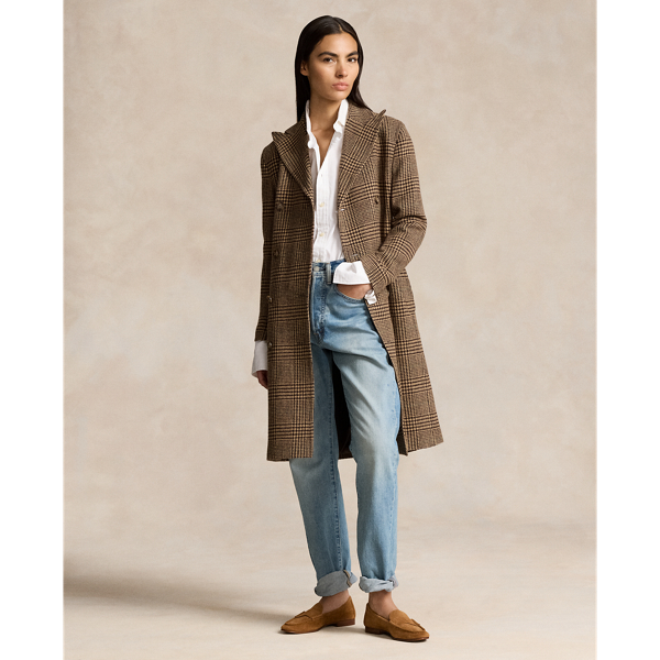 Plaid Wool Twill Trench Coat for Women Ralph Lauren UK