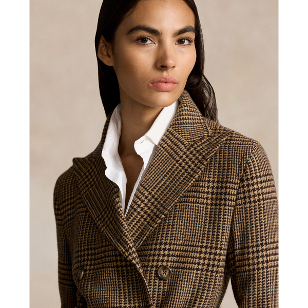 Plaid Wool Twill Trench Coat for Women Ralph Lauren UK