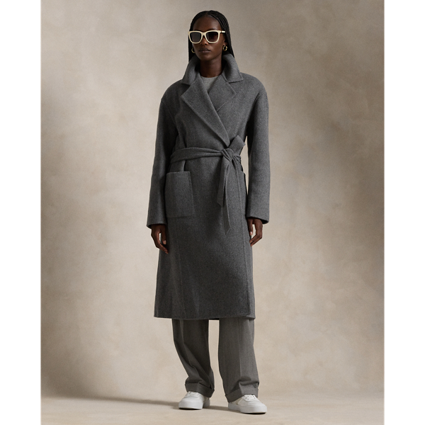 Long grey coat with hood best sale