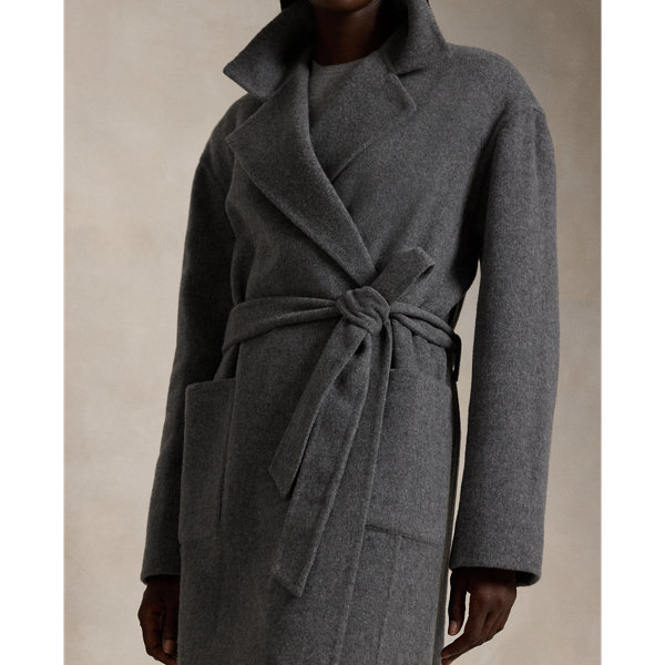 【未使用】SMOOTH MELANGE WRAP COAT(ダークグレー) Double-Faced Wool Wrap Coat for Women | Ralph Lauren® BR
