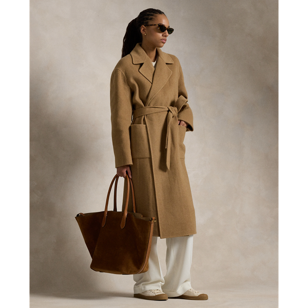 Camel Melange Double-Faced Wool Wrap Coat Polo Ralph Lauren for fall 1