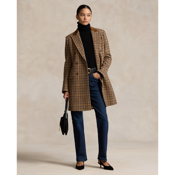 Double Breasted Herringbone Coat for Women Ralph Lauren CH