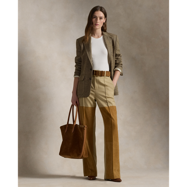 Tan Suede-Wool Wide-Leg Pant  Polo Ralph Lauren 1