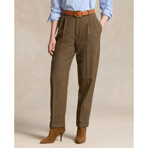 Wool-Blend Tweed Tapered Pant