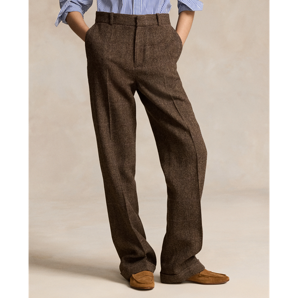 Wool Tweed Relaxed Straight Trouser