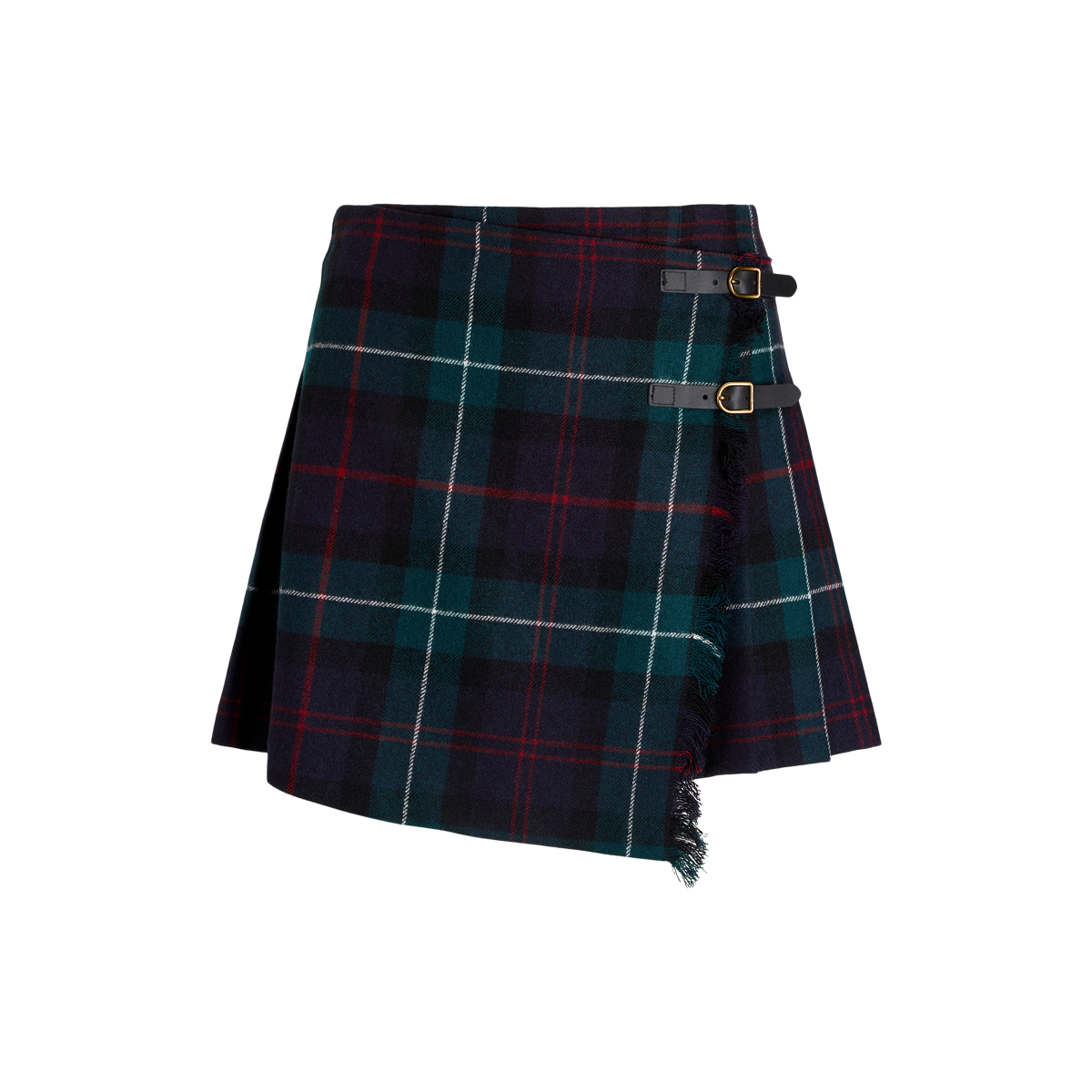 Plaid Pleated Wrap Skirt