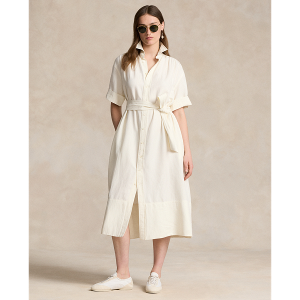 Belted Silk Blend Shirtdress