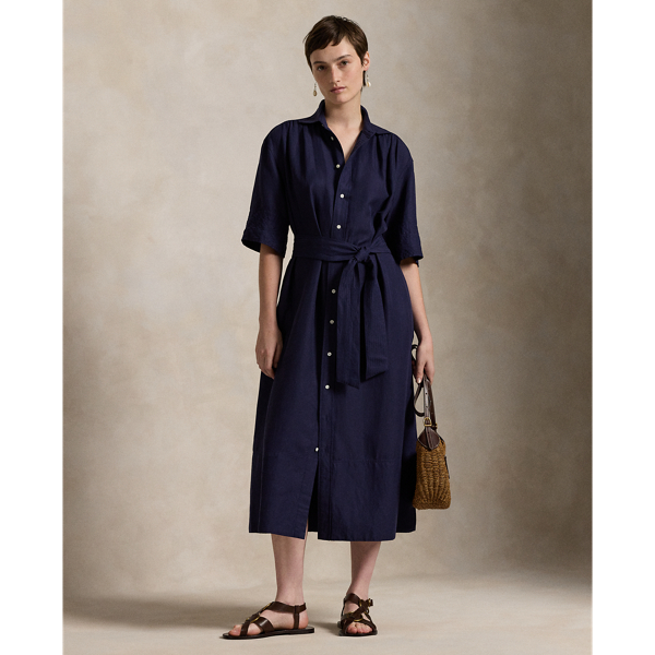 New Navy Hemdkleid aus Seidenmischung mit Gürtel Polo Ralph Lauren 1