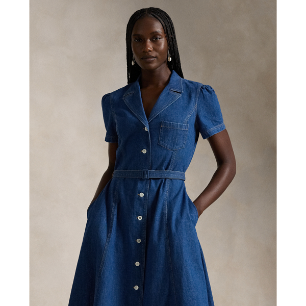 Buttoned Denim Midi Dress