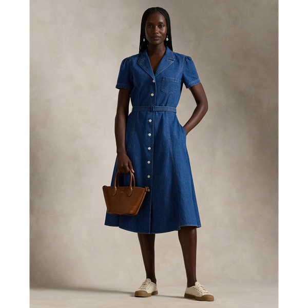 Buttoned Denim Midi Dress for Women Ralph Lauren UY