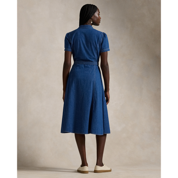 Buttoned Denim Midi Dress