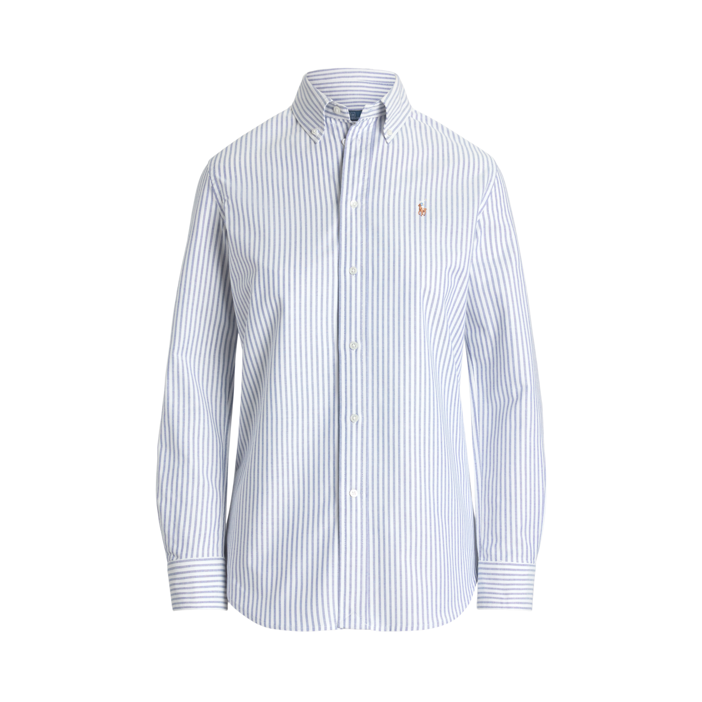 Женская рубашка Ralph Lauren Stretch Slim Fit Striped Oxford, цвет: Белый / Королевский синий — фото 5