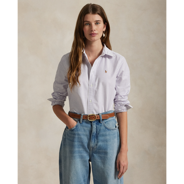 White Purple Slim-Fit Stretch-Oxfordhemd mit Streifen Polo Ralph Lauren 1