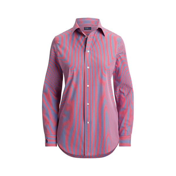 Light Blue Red End-on-End Stretch Slim Fit Cotton Shirt Polo Ralph Lauren 2
