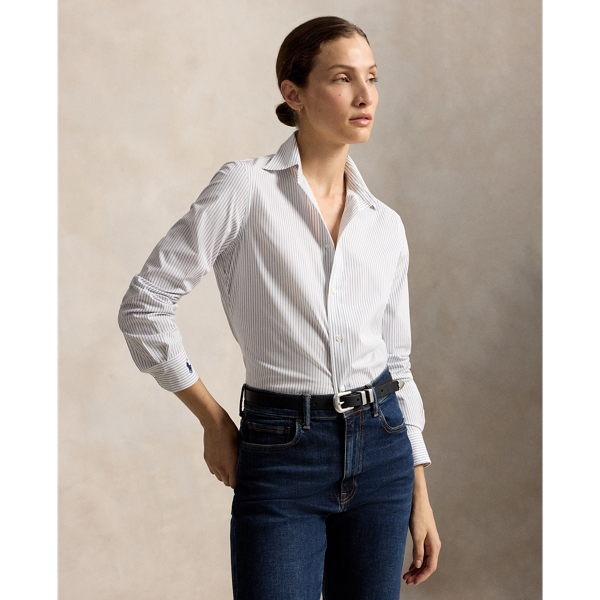 Polo Ralph Lauren ストレッチ スリム フィット コットン シャツ White Blue 1