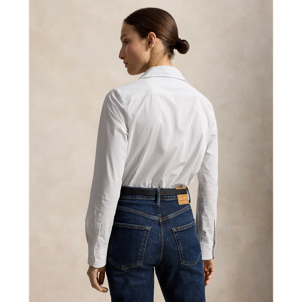 Polo Ralph Lauren ストレッチ スリム フィット コットン シャツ White Blue 5