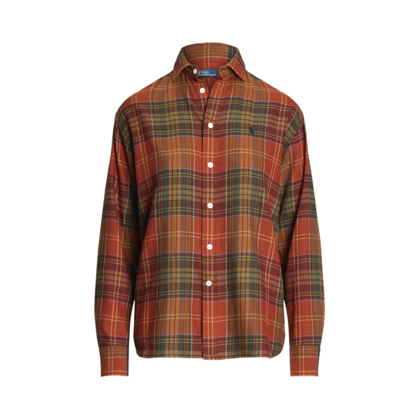 Relaxed Fit Plaid Cotton Blend Shirt