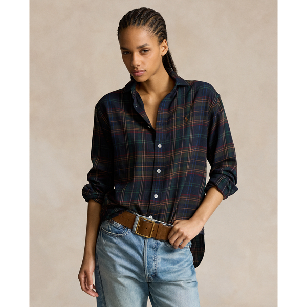 Relaxed Fit Plaid Cotton-Blend Shirt