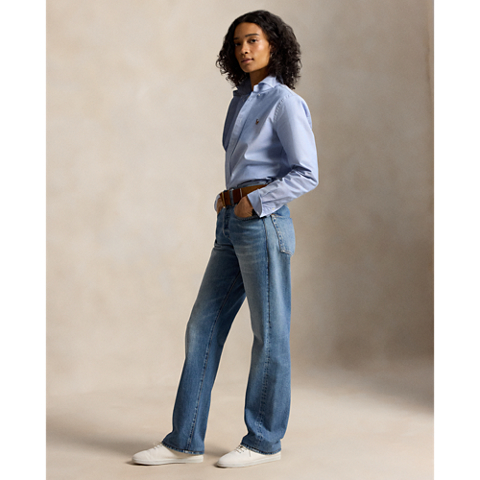Женская рубашка Ralph Lauren The Iconic Stretch Slim Fit Oxford, цвет: Синий