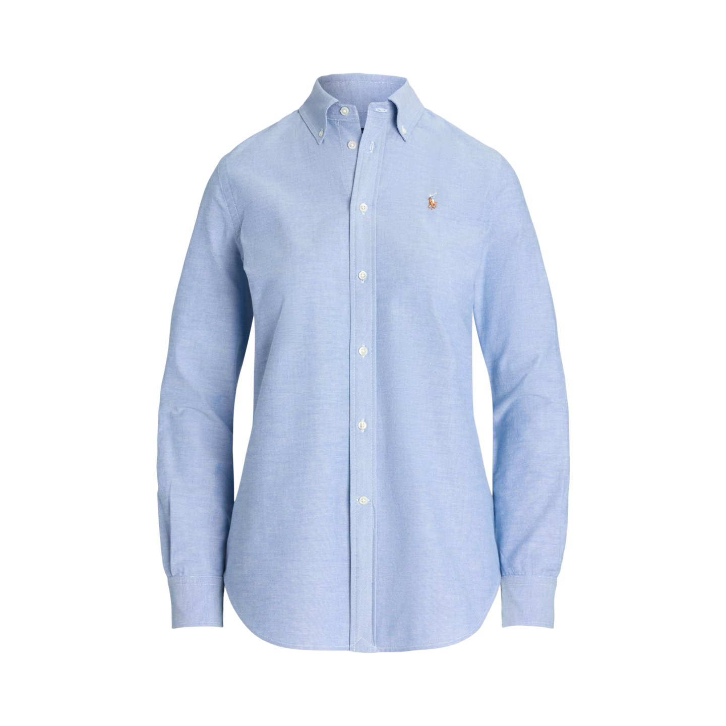 Женская рубашка Ralph Lauren The Iconic Stretch Slim Fit Oxford, цвет: Синий — фото 7