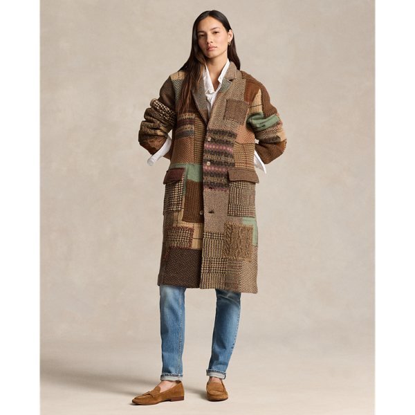 Patchwork Wool-Blend Coat