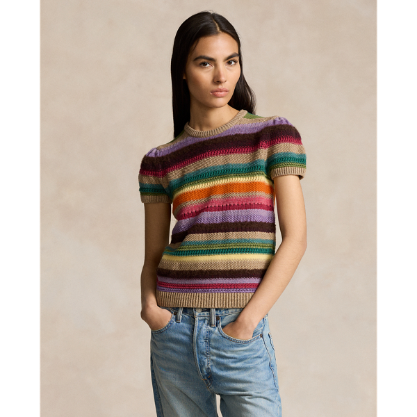 Striped Short-Sleeve Sweater