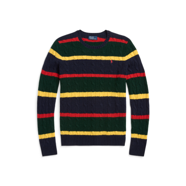 Striped cable knit sweater top