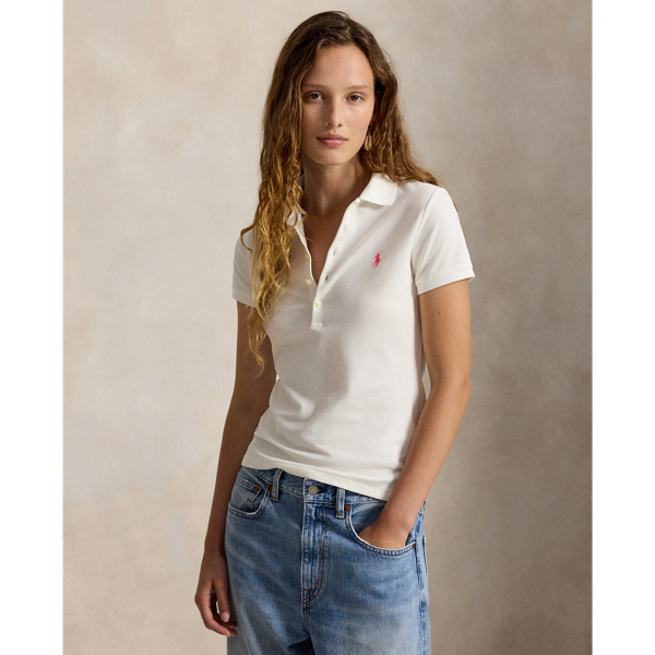 Slim-Fit Stretch-Poloshirt mit Pink Pony