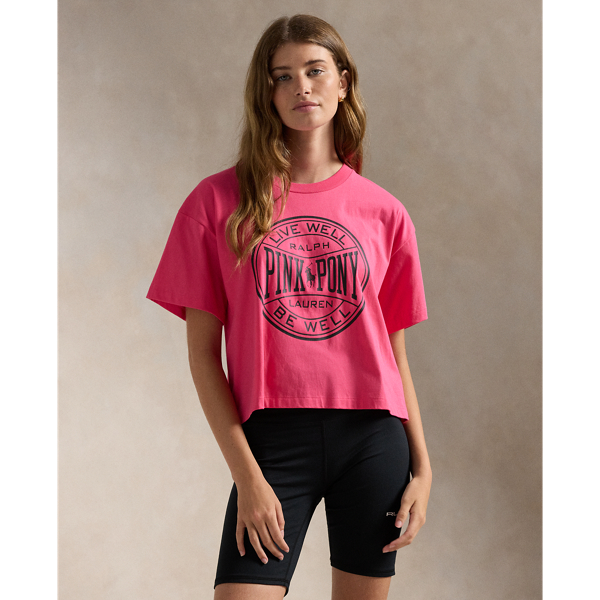 Blaze Fuchsia Pink Pony Cotton Jersey Cropped Tee Polo Ralph Lauren 1